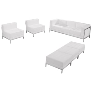 916-ZBIMAGSET20WHGG 6 Piece Sofa Set - White LeatherSoft Upholstery, Stainless Steel Legs
