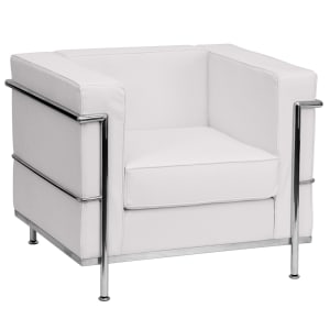 916-REG8101CHAIRWH Arm Chair - White LeatherSoft Upholstery, Stainless Legs