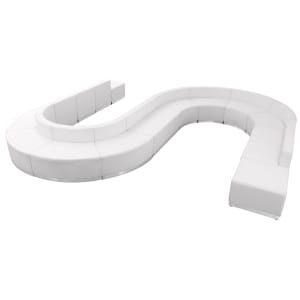 916-803460SETWH 15 Piece Modular Reception Sofa Set - LeatherSoft Upholstery, White