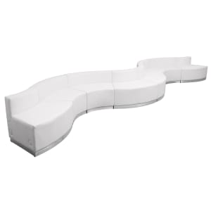 916-803430SETWH 8 Piece Modular Reception Sofa Set - LeatherSoft Upholstery, White