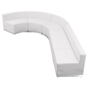 916-803470SETWH 5 Piece Modular Reception Sofa Set - LeatherSoft Upholstery, White