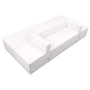 916-803500SETWH 6 Piece Modular Reception Sofa Set - LeatherSoft Upholstery, White