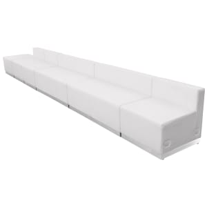 916-803490SETWH 6 Piece Modular Reception Sofa Set - LeatherSoft Upholstery, White
