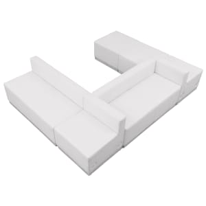 916-803510SETWH 6 Piece Modular Reception Sofa Set - LeatherSoft Upholstery, White