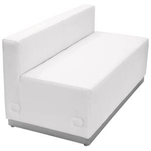 916-803LSWH Modular Loveseat w/ White LeatherSoft Upholstery, Brushed Stainless Base