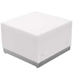 916-803OTTOMANWH 25 1/2" Square Ottoman - 16"H, White LeatherSoft Upholstery