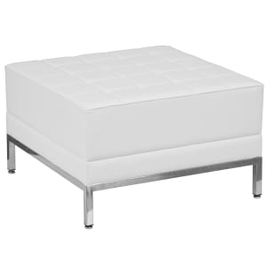 916-IMAOTTOMANWH 28" Square Ottoman - 17"H, White LeatherSoft Upholstery