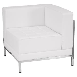 916-IMARIGHTCORNERWH Modular Right Corner Chair - White LeatherSoft Upholstery, Stainless Legs