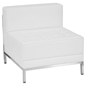 916-IMAMIDDLEWH Modular Middle Chair - White LeatherSoft Upholstery, Stainless Base