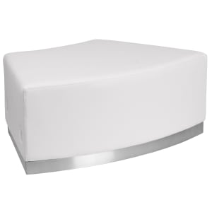916-803SEATWH Modular Convex Backless Chair - White LeatherSoft Upholstery, Stainless Steel Base