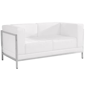 916-IMALSWH Modular Loveseat w/ White LeatherSoft Upholstery, Stainless Legs