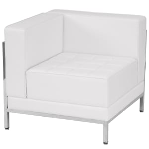 916-IMALEFTCORNERWH Modular Left Corner Chair - White LeatherSoft Upholstery, Stainless Legs