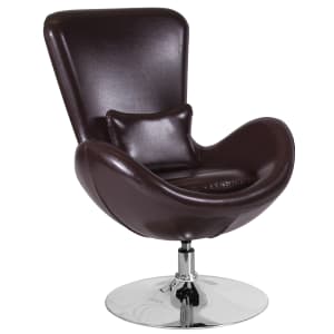 916-CH162430BNLEA Swivel Reception Arm Chair - Brown LeatherSoft Upholstery