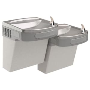 189-LZSTL8LC Wall Mount Bi Level Indoor Drinking Fountain - Filtered, Refrigerated, Light Gray Granite