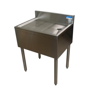 956-UB421DB12 Underbar Drainboard w/ Drain - 12"W x 21 1/4"D x 32 1/2"H, Stainless Steel Legs