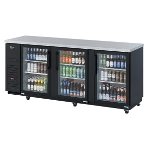 083-TBB4SGDN 90 3/8" Bar Refrigerator - 3 Swinging Glass Doors, Black, 115v