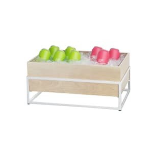151-223621215 Rectangular Ice Housing w/ Maple Wood Pan - 20 1/4"L x 12 1/2"W x 9 1/4"H, White Metal Frame