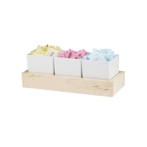 151-22376371 Rectangular 3 Compartment Condiment Jar Display - White/Beige