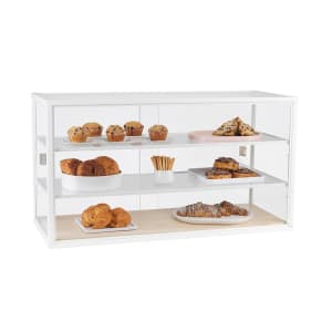 151-369515 3 Tier Pastry Display Case w/ Sliding Door - 42"L x 17"W x 23"H, Acrylic/White Metal
