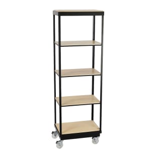 151-22343571 5 Tier Merchandising Cart w/ Maple Shelves & Metal Frame - 24"W x 16"D x 72"H