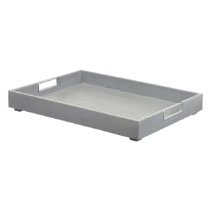 151-2234783 Rectangular Room Service Tray w/ Metal Handles - 22" x 17", Oak Wood, Gray