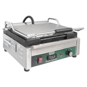 141-WDG250T Double Commercial Panini Press w/ Cast Iron Grooved & Smooth Plates, 120v 