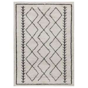 916-RCMS20201201810G Rectangular Shag Area Rug w/ Geometric Pattern - 8' x 10', Polyester, Ivory