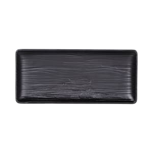 701-B20378B Rectangular Melamine Denali Plate - 11 3/8" x 5 1/8", Black