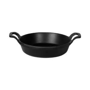 701-MFP6381B 6 3/8" Illogical Round Faux Cast Iron Fry Pan w/ Handles - Melamine, Black