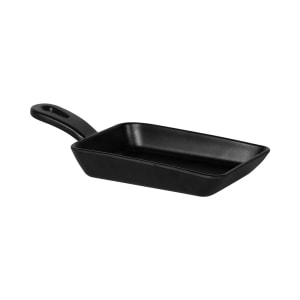 701-MFP643B 6 5/8" x 4 1/2" Illogical Rectangular Faux Cast Iron Fry Pan w/ Handle - Melamine, Black