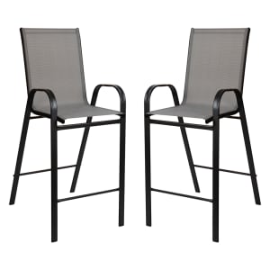 916-2JJ092HGRGG 50" Brazos Barstool w/ Gray Textilene Fabric Back & Seat - Steel, Black