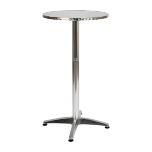 916-TLH059BGG 23 1/2" Round Outdoor Bar Height Table - Stainless Top, Aluminum Base