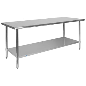 916-NHWT3072GG 72" 18 ga Work Table w/ Undershelf & 430 Series Stainless Flat Top