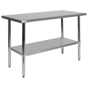 916-NHWT2448GG 48" 18 ga Work Table w/ Undershelf & 430 Series Stainless Flat Top