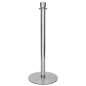 650-2720 37 1/2"H Crowd Control Stanchion w/ Hook Ring & Drum Top - Brushed Stainless Steel