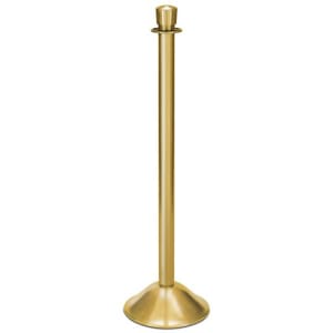 650-2732 39"H Crowd Control Stanchion w/ Hook Ring & Drum Top - Brushed Stainless Brass