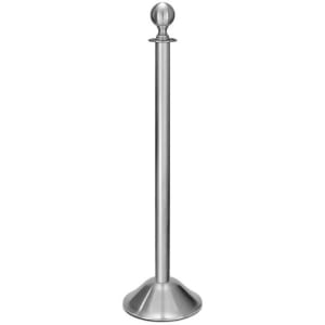 650-2734 40 3/4"H Crowd Control Stanchion w/ Hook Ring & Ball Finial - Brushed Stainless Steel