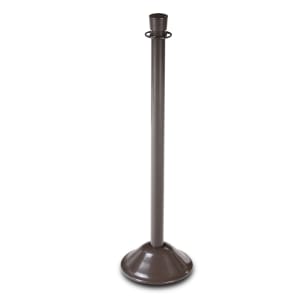650-2738 39"H Crowd Control Stanchion w/ Hook Ring & Drum Top - Bronze Painted Steel