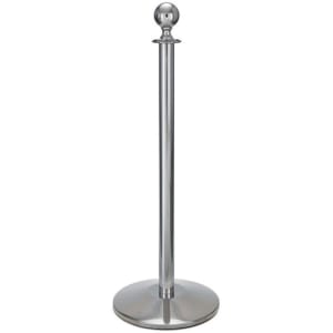 650-2745 40 3/4"H Crowd Control Stanchion w/ Hook Ring & Ball Finial - Polished Stainless Steel