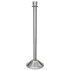 650-2730 39"H Crowd Control Stanchion w/ Hook Ring & Drum Top - Brushed Stainless Steel