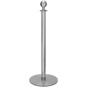 650-2724 37 1/2"H Crowd Control Stanchion w/ Hook Ring & Ball Finial - Brushed Stainless Steel
