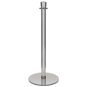 650-2721 37 1/2"H Crowd Control Stanchion w/ Hook Ring & Drum Top - Polished Stainless Steel