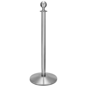 650-2744 40 3/4"H Crowd Control Stanchion w/ Hook Ring & Ball Finial - Brushed Stainless Steel