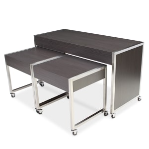 650-7417 3 Piece Foss Series Nesting Tables Set - Wood Veneer Top w/ Brushed Stainless Steel Frame