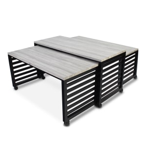 650-7435 3 Piece Fiji Series Nesting Tables Set - Wood Veneer Top w/ Steel Frame
