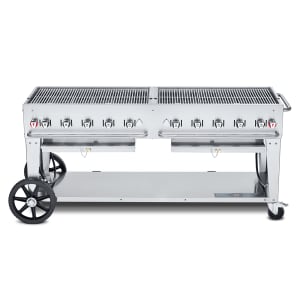 828-MCB72NG 70" Mobile Gas Commercial Outdoor Charbroiler w/ Water Pan, Natural Gas