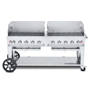 828-MCB72WGPLP 70" Mobile Gas Commercial Outdoor Charbroiler w/ Water Pan, Liquid Propane 