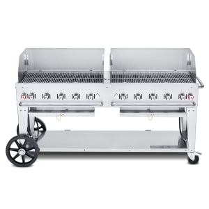828-MCB72WGPNG 70" Mobile Gas Commercial Outdoor Charbroiler w/ Water Pan, Natural Gas