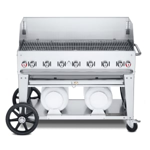 828-CVCCB48WGP 46" Mobile Gas Commercial Outdoor Grill w/ Wind Guards, Liquid Propane