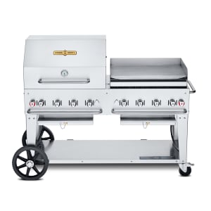 828-CVMCB60SI5010RGP 58" Mobile Gas Commercial Outdoor Charbroiler w/ Griddle, Liquid Propane
